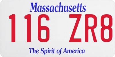 MA license plate 116ZR8