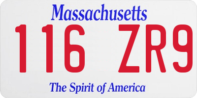MA license plate 116ZR9