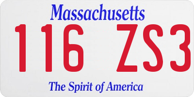 MA license plate 116ZS3