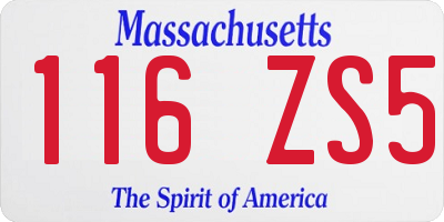 MA license plate 116ZS5