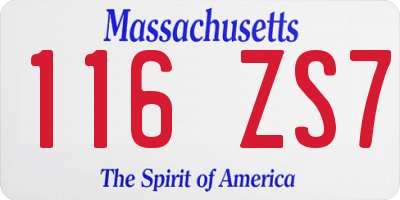 MA license plate 116ZS7