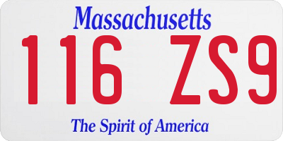 MA license plate 116ZS9