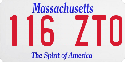 MA license plate 116ZT0