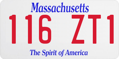 MA license plate 116ZT1