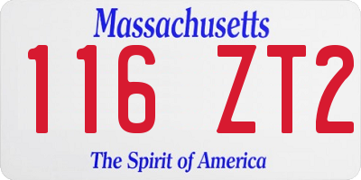 MA license plate 116ZT2