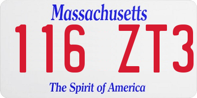 MA license plate 116ZT3