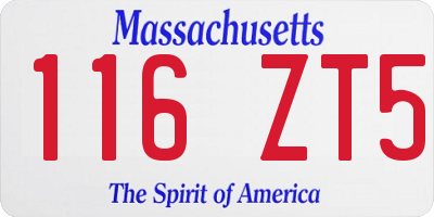 MA license plate 116ZT5