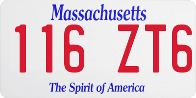 MA license plate 116ZT6
