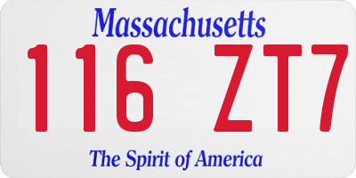 MA license plate 116ZT7
