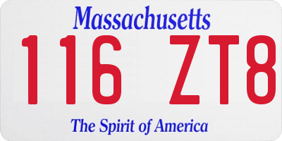 MA license plate 116ZT8