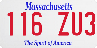 MA license plate 116ZU3