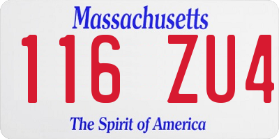 MA license plate 116ZU4