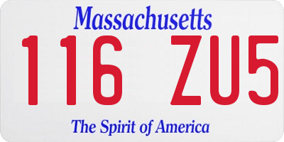 MA license plate 116ZU5