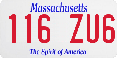 MA license plate 116ZU6