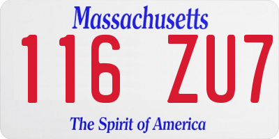 MA license plate 116ZU7