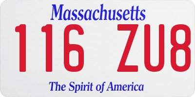 MA license plate 116ZU8