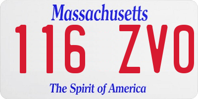 MA license plate 116ZV0