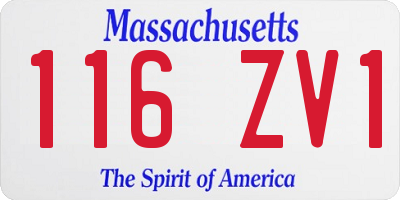 MA license plate 116ZV1