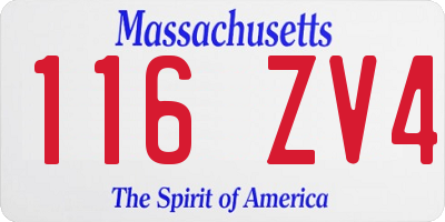 MA license plate 116ZV4