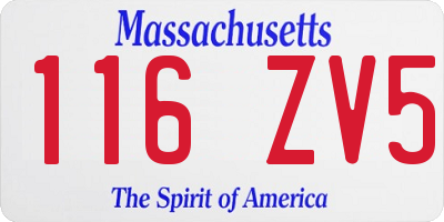 MA license plate 116ZV5