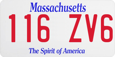 MA license plate 116ZV6