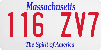 MA license plate 116ZV7