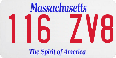 MA license plate 116ZV8