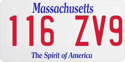MA license plate 116ZV9