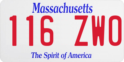 MA license plate 116ZW0