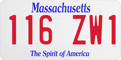 MA license plate 116ZW1