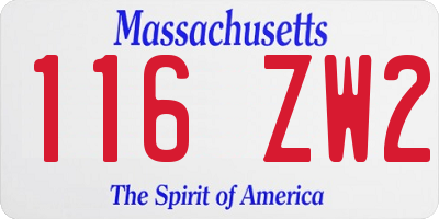MA license plate 116ZW2