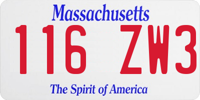 MA license plate 116ZW3