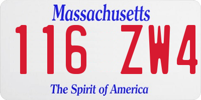MA license plate 116ZW4