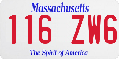 MA license plate 116ZW6