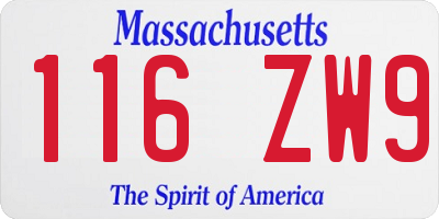 MA license plate 116ZW9