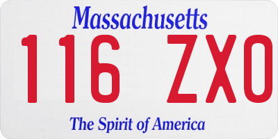 MA license plate 116ZX0