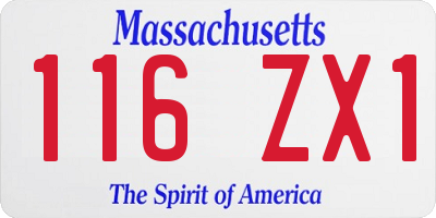 MA license plate 116ZX1