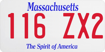MA license plate 116ZX2