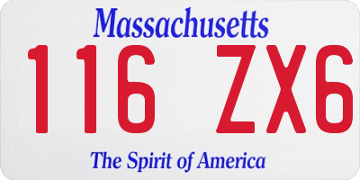 MA license plate 116ZX6