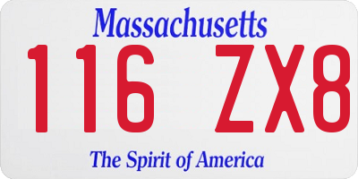 MA license plate 116ZX8