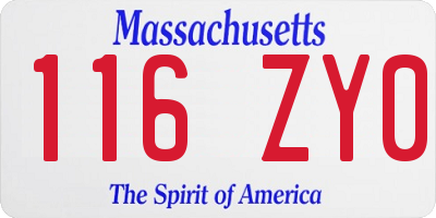 MA license plate 116ZY0