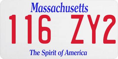 MA license plate 116ZY2