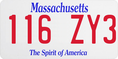 MA license plate 116ZY3