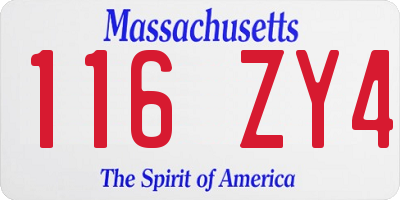 MA license plate 116ZY4