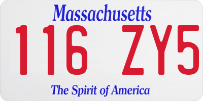 MA license plate 116ZY5