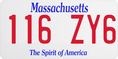 MA license plate 116ZY6