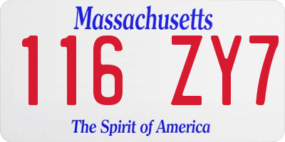 MA license plate 116ZY7