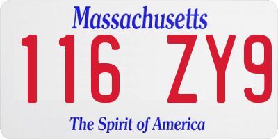 MA license plate 116ZY9