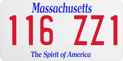 MA license plate 116ZZ1