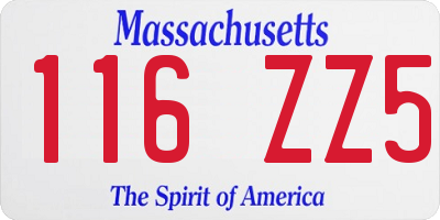 MA license plate 116ZZ5